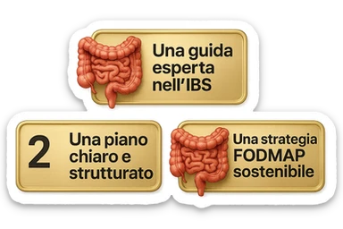emoji stile iphone di 3 targhette numerate con intestino realistico davanti ad ogni targhetta, le targhette sono:
"1 – Un piano chiaro e strutturato
2 – Una guida esperta nell’IBS
3 – Una strategia FODMAP sostenibile"
, iperrealistico 4k sticker