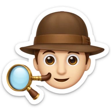 écureuil détective avec une loupe et un chapeau de Sherlock Holmes, style emoji Apple sticker