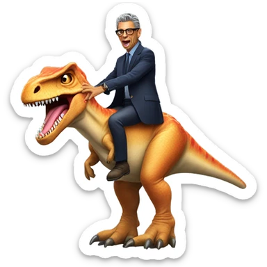 Jeff Goldblum riding a dinosaur  sticker
