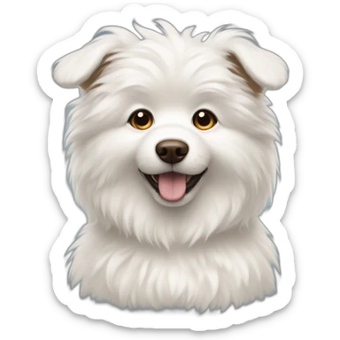 A white fluffy dog with brownish flappy ears sticker