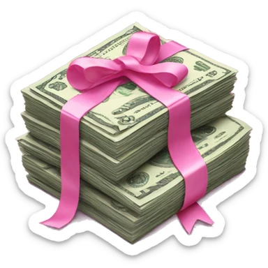 Stack of money with pink ribbon sticker