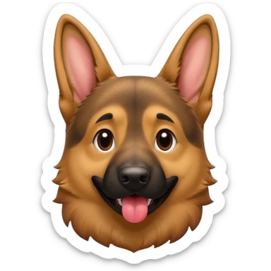 cartoon style dark German Shepherd dog with its tongue hanging out long sticker