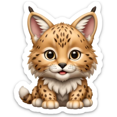 A high-resolution photo-realistic digital illustration of a baby lynx, chest upward A high-resolution, photo-realistic digital illustration of a majestic young Eurasian lynx, shown from the shoulder upwards with lynx markings, zoomed out showing half body  sticker