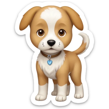 a full body white beagle x maltese x chi dog the size of a kelpie with light brown ears and a light brown patch on one eye sticker