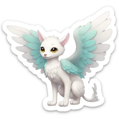 Anthro shy cute kawaii winged animal hybrid full body sticker