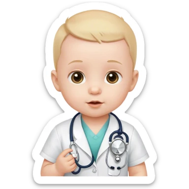Young baby, 6 months, with a stethoscope sticker