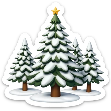 Snowy Christmas tree forest sticker