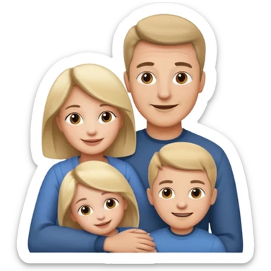 family emoji with mom holding daughter, dad holding son, all smiling sticker
