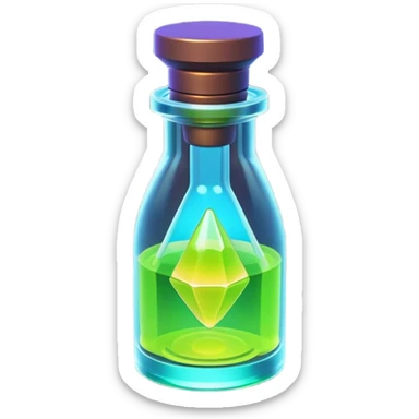 Clash of Clans aesthetic: Cinematic Playful Sci-fi Health injection Emoji, rendered in a 3D vector-style similar to standard emojis with minimal shading and bold, simplified shapes. A compact, futuristic vial with a glowing neon liquid and sleek contours, softly glowing with a healing cosmic charm. Simplified yet unmistakably iconic, highly detailed and consistent, glowing with a soft radiant glow and high shine. Stylized with a touch of futuristic alchemy and a soft glowing outline, capturing the essence of a vital energy elixir with a playful, interstellar spirit! sticker