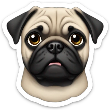 pug wearing a black t-shirt sticker