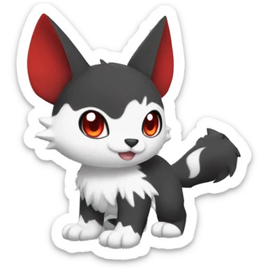 Cute cool black red white animal hybrid Fakemon full body sticker