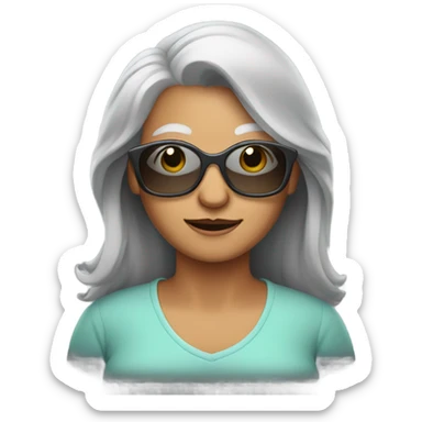 Younger Grandma with longer gray hair sunglasses  sticker