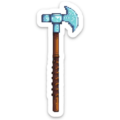 pixelated Minecraft diamond pickaxe with brown handle sticker