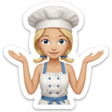 Sexy Full body  pretty
Long Blonde hair blue eyed female chef wearing white tank top, denim shorts and chef hat with arms folded sticker