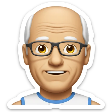 65 year old man playing tennis balding white sticker