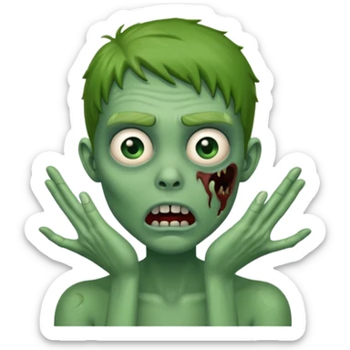 suprised zombie, hands on cheeks sticker