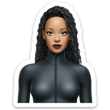 rihanna wearing a polar wetsuit hyperrealistic sticker