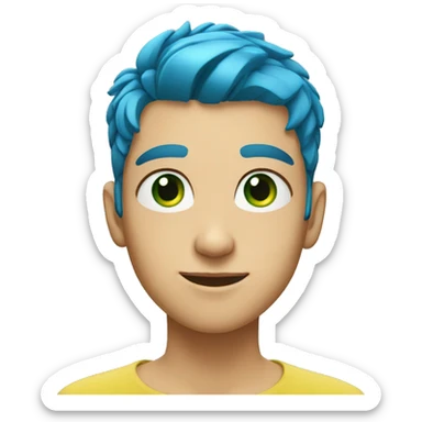 A teenager of blue hair and green eyes sticker