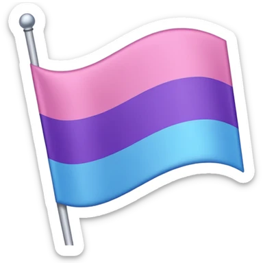 I want a flag, I want the first stripe at the very top of the flag to be pink 🩷. The middle stripe will be the color purple 💜. And finally the bottom stripe will be the color blue 💙. Only those three colors in that exact order. sticker