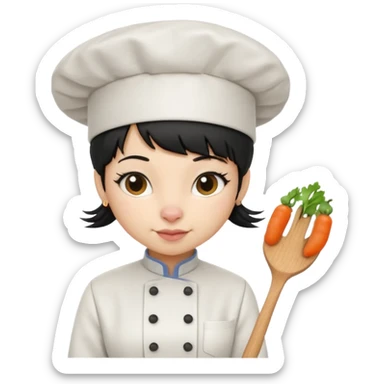 A rat that looks like a female with a fringe and chefs hat black hair sticker