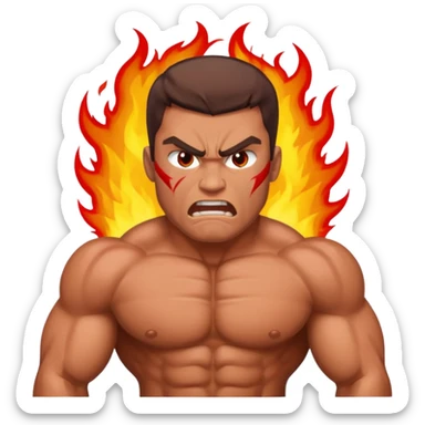 burning angry bodybuilder man  sticker