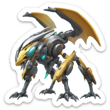 a futuristic mechanical spiky Medabot-Dragon full body sticker