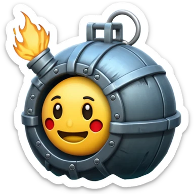 damaged sea mine with a dent, emoji style sticker