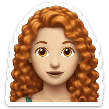 white woman with long reddish brown curly hair sticker