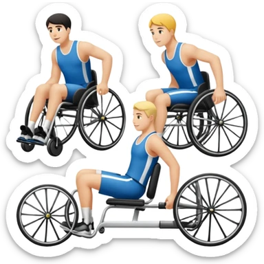 des athletes handicapé en fauteuil, avec des protheses de james qui font du handisport sticker