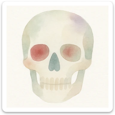 skull, watercolor art style sticker