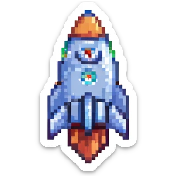 A rocket ship sticker