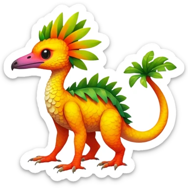 Tropical lush warm-colored Fakémon-Trico-creature (full body) sticker