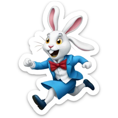 Alice in wonderland rabbit running late for important date  sticker