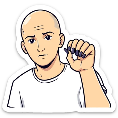 Bald Greek man wit baddie nails sticker