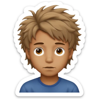 Un niño con forma de cara un poco estirada piel un poco morena y hombre sticker