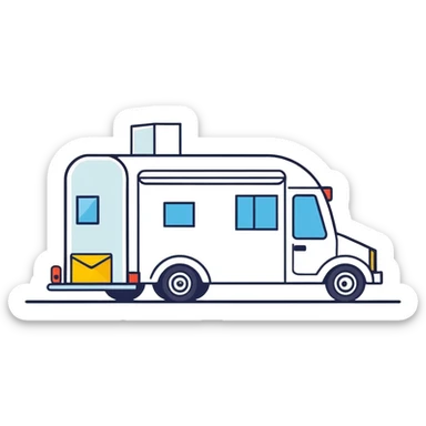 Tiny car chasing mail truck sticker