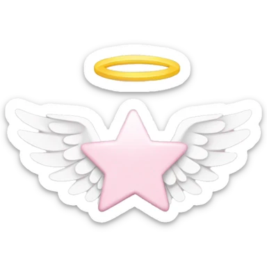 Light pink star with white angel wings sticker