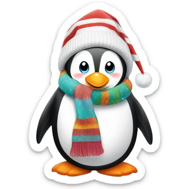 Cute rare christmas Pinguin with Winter Accessoires  sticker
