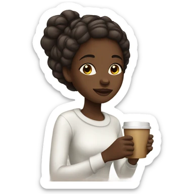 African girl Girl who wears a white Pullover and Drinks coffee sticker