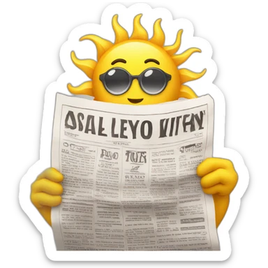 A sun reading newspaper sticker