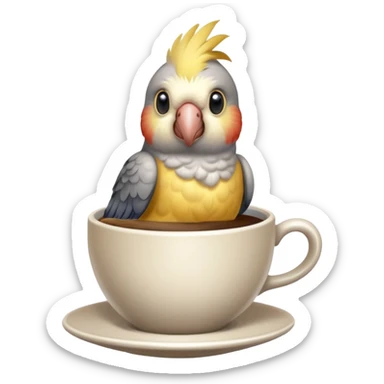 cockatiel parrot in a cup of coffee sticker