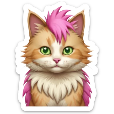 cat stiitng with pink mohawk sticker