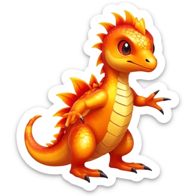 Exotic tropical shiny rare epic cute pyro  Fakémon-creature, full body, with random markings sticker