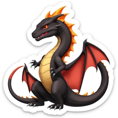 Black lanky elegant evil badass handsome cool beautiful Salandit-Shiny-Charizard-Salazzle-Seviper-fusion sticker