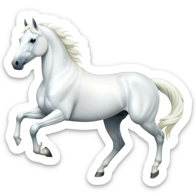 cinematic-[white horse]-realistic-full-body-galopping-emoji,-tail-flicking-lazily,-head-tilted-dramatically,-sleek-[white]-coat,-simplified-yet-realistic-focused-features,-highly-detailed,-glowing-with-an-almost-sarcastic-glow sticker