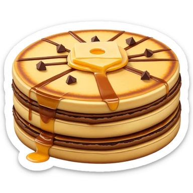 Cinematic Realistic Martabak Manis Dessert Emoji, depicted as a thick, sweet pancake filled with chocolate, cheese, and condensed milk rendered with detailed textures and vibrant, indulgent lighting. sticker