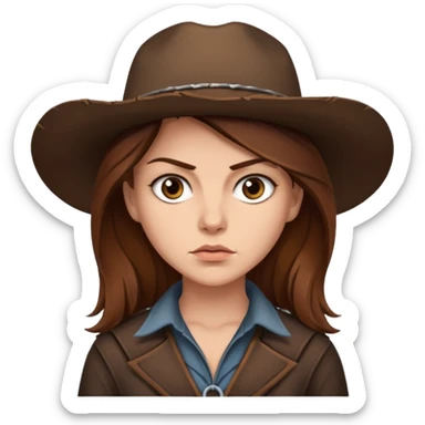 Western female Outlaw with brown hair sticker