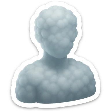 A person from the shoulders up, entirely composed of fluffy white convex clouds sticker