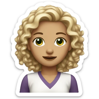 Girl with dirty blonde hair green eyes curly hair slightly tan sticker