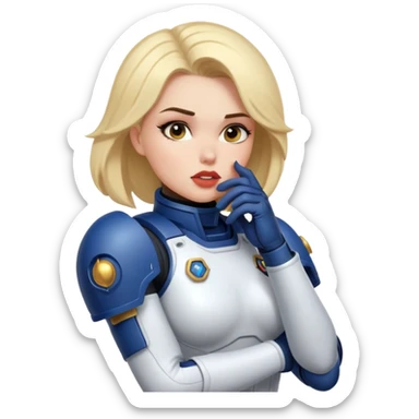 woman space marine in bodysuit whispering sticker